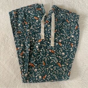 Women’s Small OLD NAVY Forest Green Fox Floral Lightweight Cotton Flannel Pants